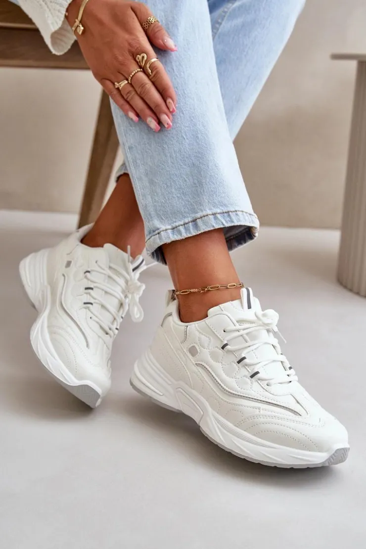 Damskie Boto Buty Sportowe Sneakersy Eko Skórzane Białe Verilisse