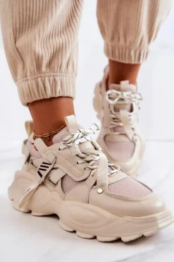 GOE Sneakersy Damskie*Buty Sportowe Sneakersy JJ2N4082 Beżowe Beżowy