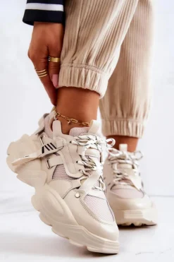 GOE Sneakersy Damskie*Buty Sportowe Sneakersy JJ2N4082 Beżowe Beżowy