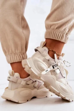 GOE Sneakersy Damskie*Buty Sportowe Sneakersy JJ2N4082 Beżowe Beżowy