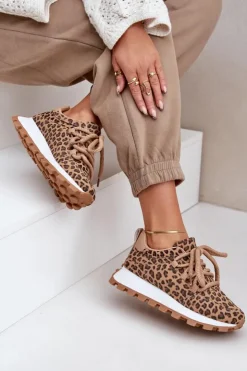 Boto Buty Sportowe Na Platformie|Sneakersy Damskie*Buty Sportowe Sneakersy Na Platformie Panterka Brązowe Riadella
