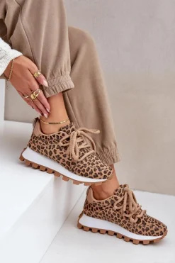 Boto Buty Sportowe Na Platformie|Sneakersy Damskie*Buty Sportowe Sneakersy Na Platformie Panterka Brązowe Riadella