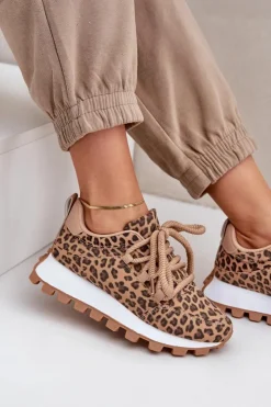 Boto Buty Sportowe Na Platformie|Sneakersy Damskie*Buty Sportowe Sneakersy Na Platformie Panterka Brązowe Riadella