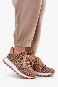 Boto Buty Sportowe Na Platformie|Sneakersy Damskie*Buty Sportowe Sneakersy Na Platformie Panterka Brązowe Riadella
