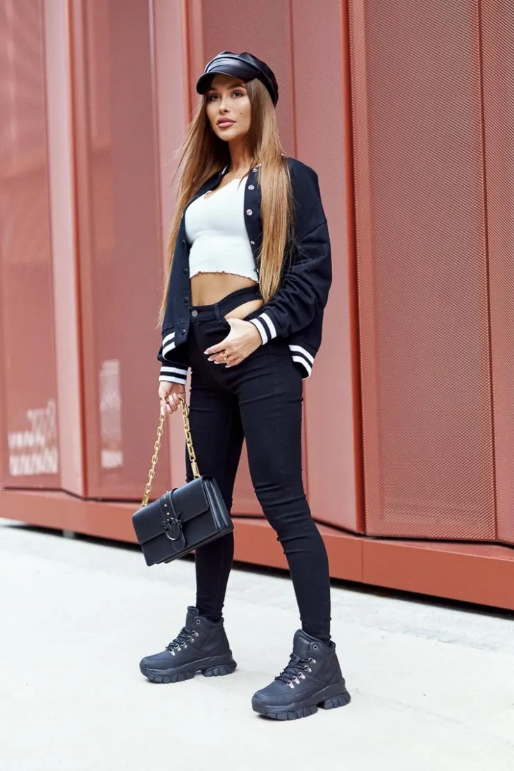 Big Star Shoes Trekkingowe Damskie|Botki Płaskie*Buty Trekkingowe Big Star II274329 Czarne