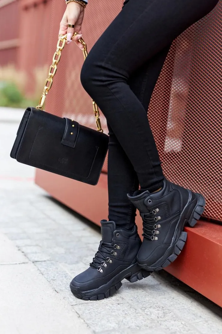 Big Star Shoes Trekkingowe Damskie|Botki Płaskie*Buty Trekkingowe Big Star II274329 Czarne