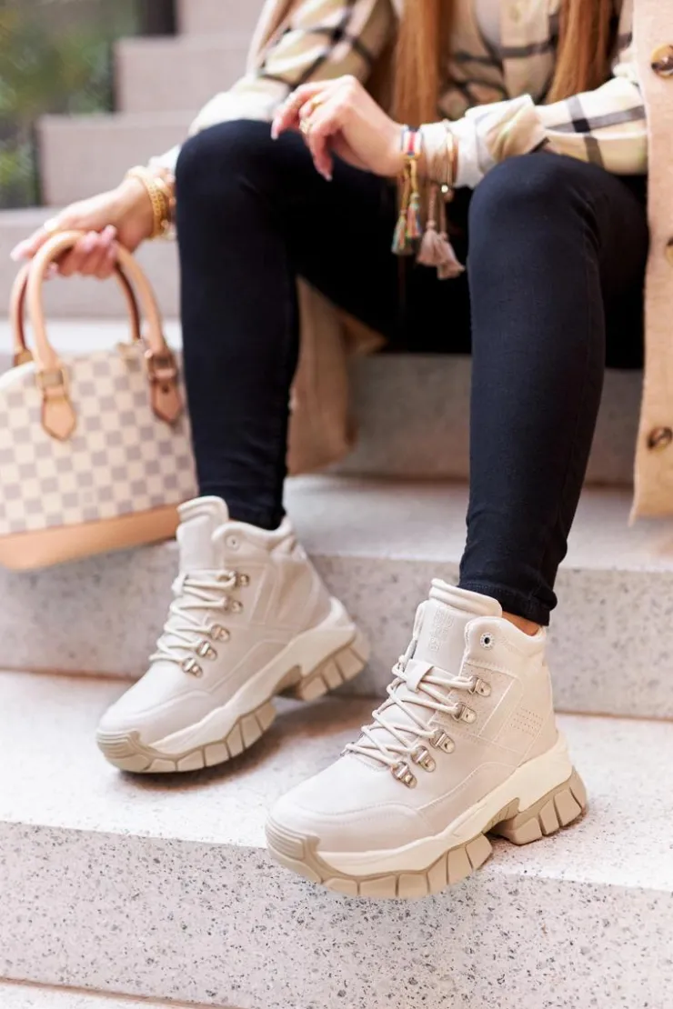 Damskie Big Star Shoes Buty Trekkingowe Big Star II274331 Beżowe