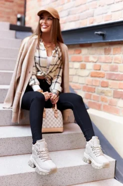 Damskie Big Star Shoes Buty Trekkingowe Big Star II274331 Beżowe