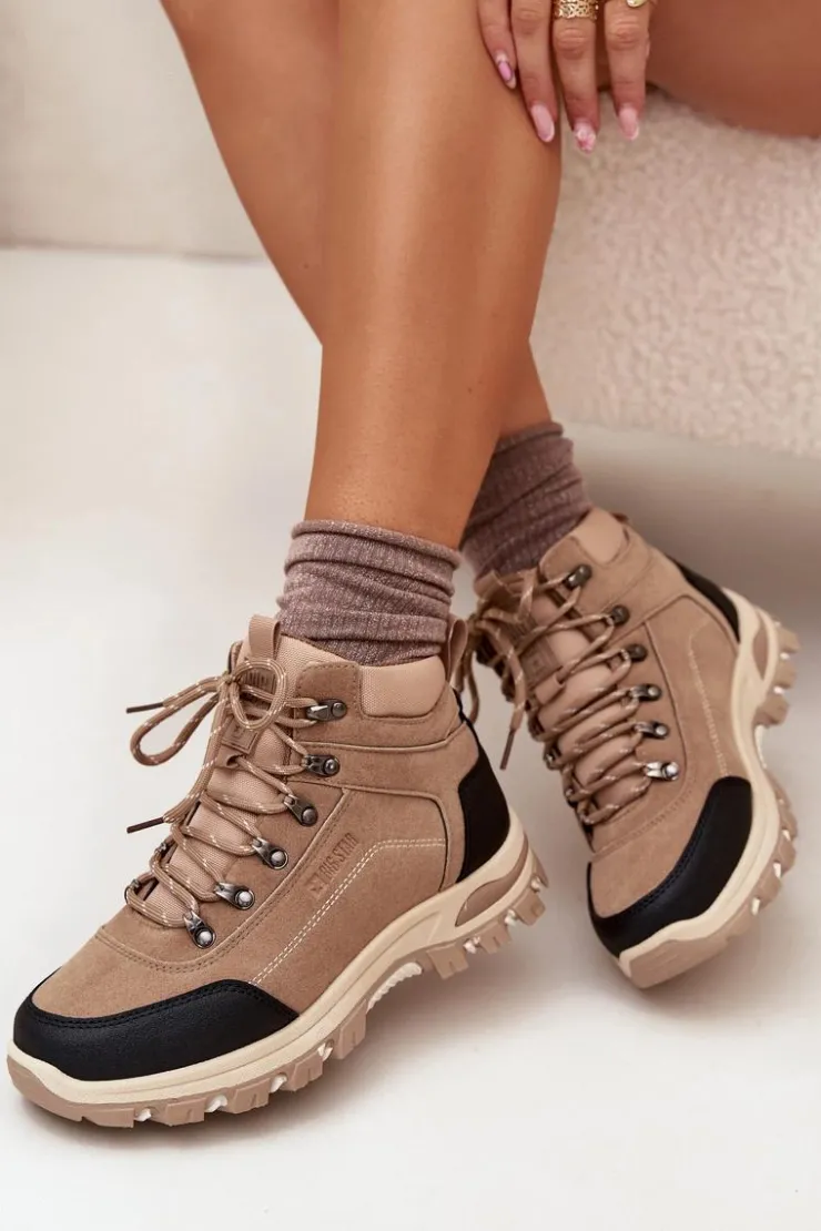 Hot Big Star Shoes Buty Trekkingowe Damskie Big Star SS274095 Beżowe