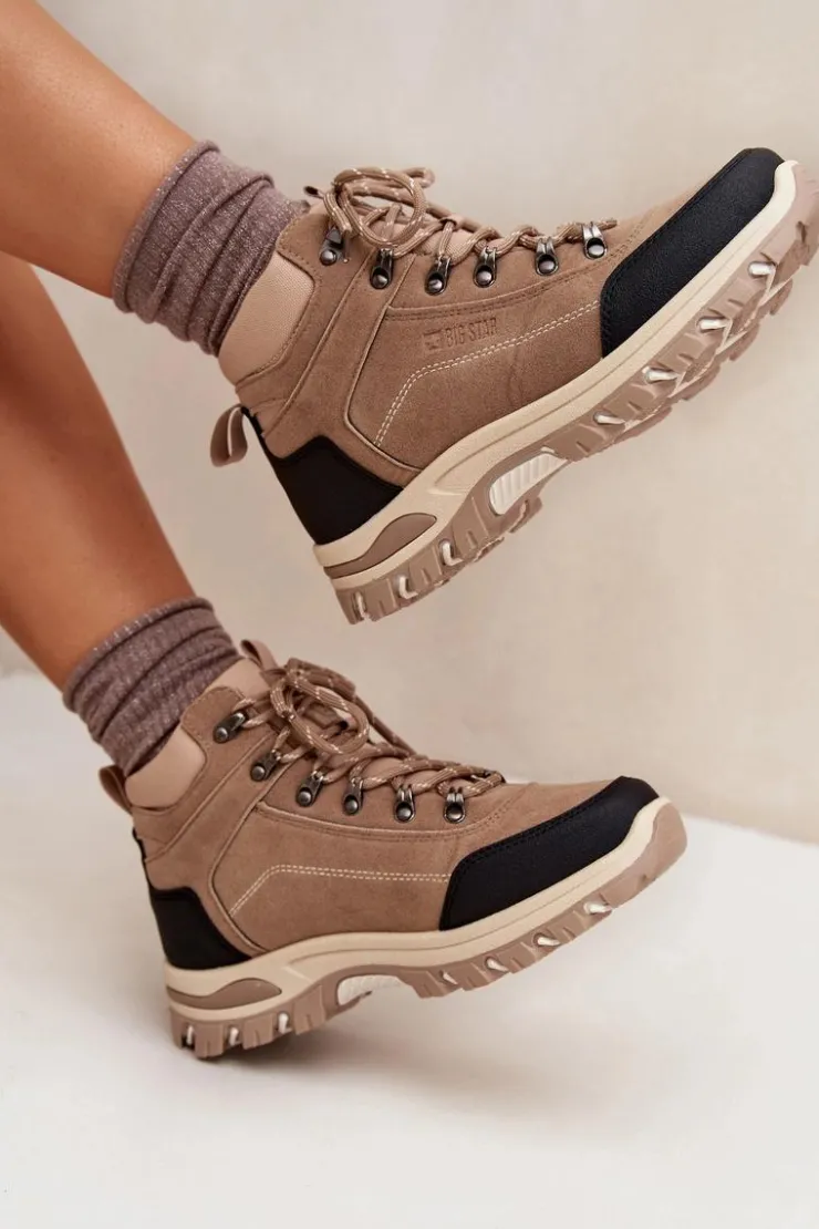Hot Big Star Shoes Buty Trekkingowe Damskie Big Star SS274095 Beżowe