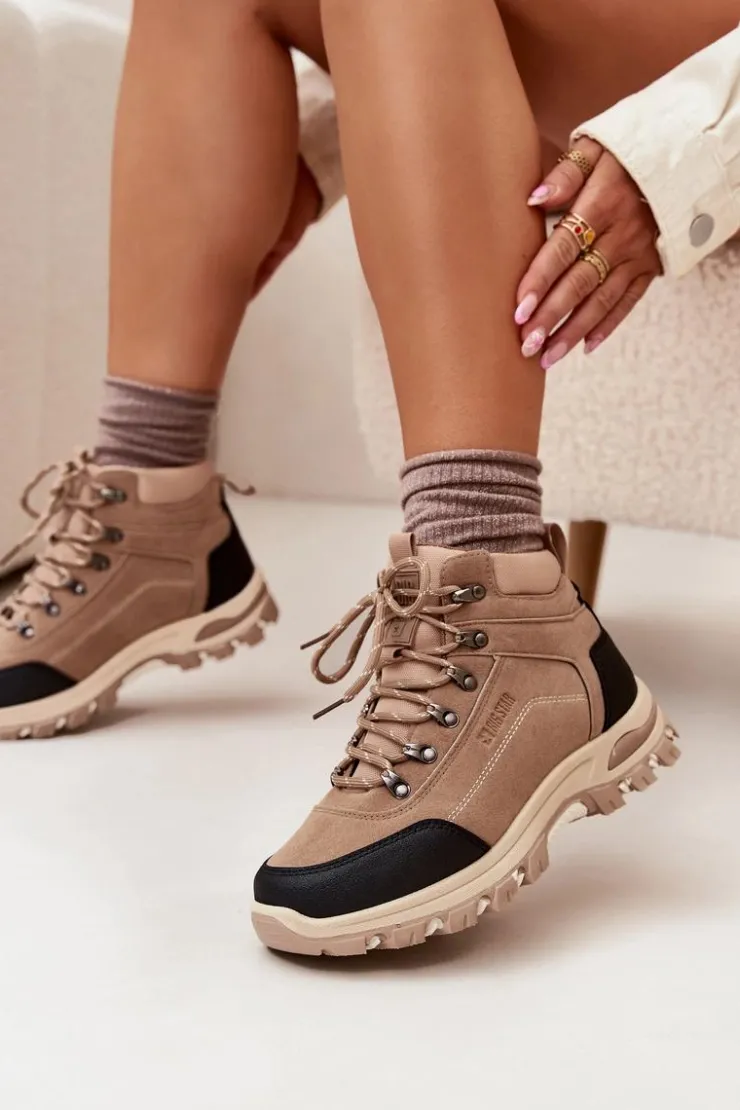 Hot Big Star Shoes Buty Trekkingowe Damskie Big Star SS274095 Beżowe