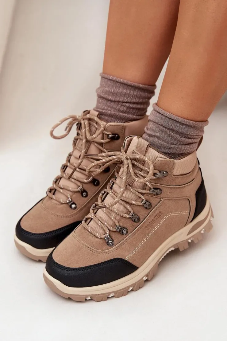 Hot Big Star Shoes Buty Trekkingowe Damskie Big Star SS274095 Beżowe