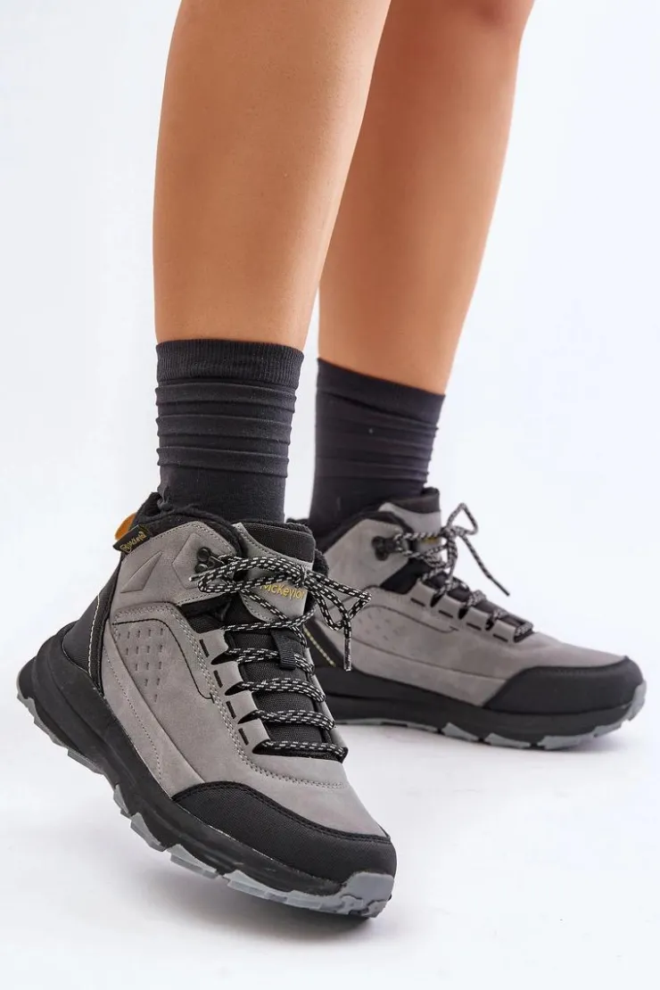 Outlet Big Star Shoes Buty Trekkingowe Młodzieżowe Ocieplane McKeylor 14011 Szare