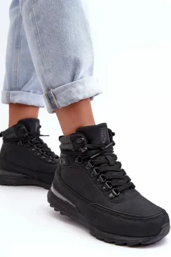 Damskie Big Star Shoes Buty Trekkingowe Trapery Sznurowane Czarne Big Star MM274677