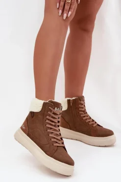 Outlet Lee Cooper Buty Zimowe Damskie Z Kożuszkiem LCJ-25-01-3735 Brązowe Brązowy