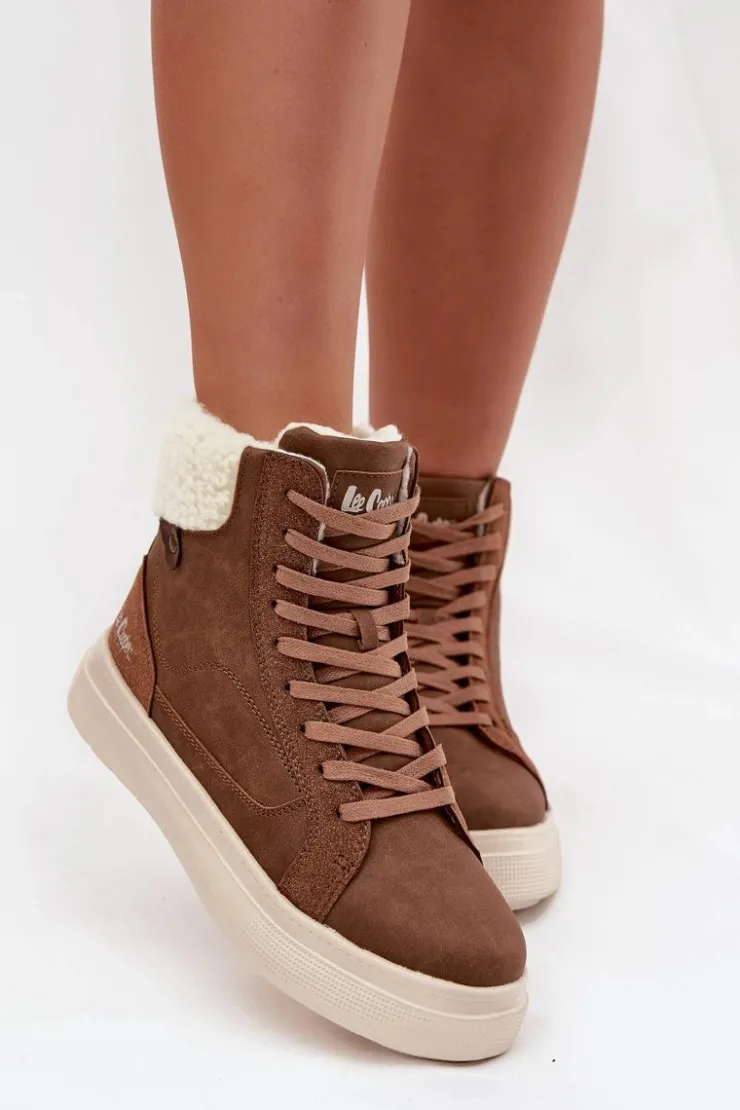 Outlet Lee Cooper Buty Zimowe Damskie Z Kożuszkiem LCJ-25-01-3735 Brązowe Brązowy