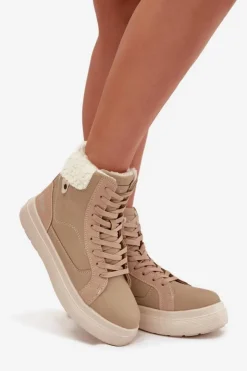 Damskie Lee Cooper Buty Zimowe Damskie Z Kożuszkiem LCJ-25-01-3736 Beżowe