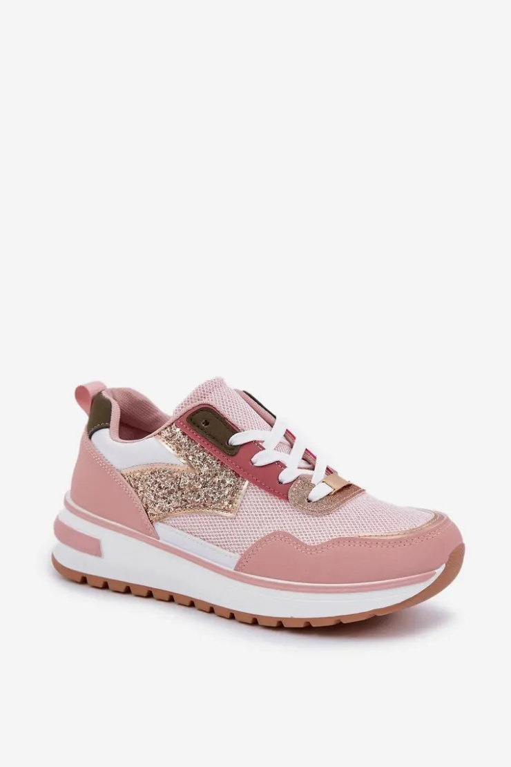 Boto Buty Sportowe Na Platformie|Sneakersy Damskie*Błyszczące Buty Sportowe Damskie Różowe Leesema