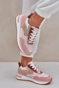 Boto Buty Sportowe Na Platformie|Sneakersy Damskie*Błyszczące Buty Sportowe Damskie Różowe Leesema