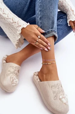 Clearance Boto Błyszczące Kapcie Damskie Beżowe Geraja Beżowy