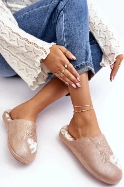 Boto Kapcie Klasyczne|Klapki Damskie Klasyczne*Błyszczące Kapcie Damskie Różowe Geraja Różowy