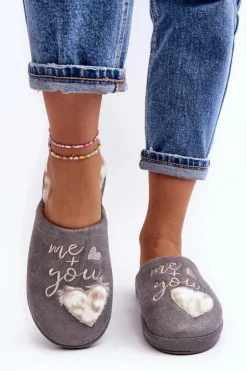 Hot Boto Błyszczące Kapcie Damskie Szare Geraja Szary