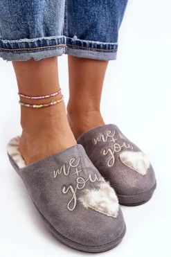 Hot Boto Błyszczące Kapcie Damskie Szare Geraja Szary