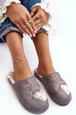 Hot Boto Błyszczące Kapcie Damskie Szare Geraja Szary