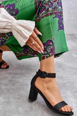 Boto Sandały Na Obcasie*Błyszczące Sandałki Na Obcasie Czarne Maxim Czarny