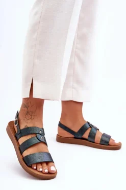 Damskie Boto Błyszczące Sandały Damskie Ciemnozielone Catalia