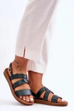 Damskie Boto Błyszczące Sandały Damskie Ciemnozielone Catalia