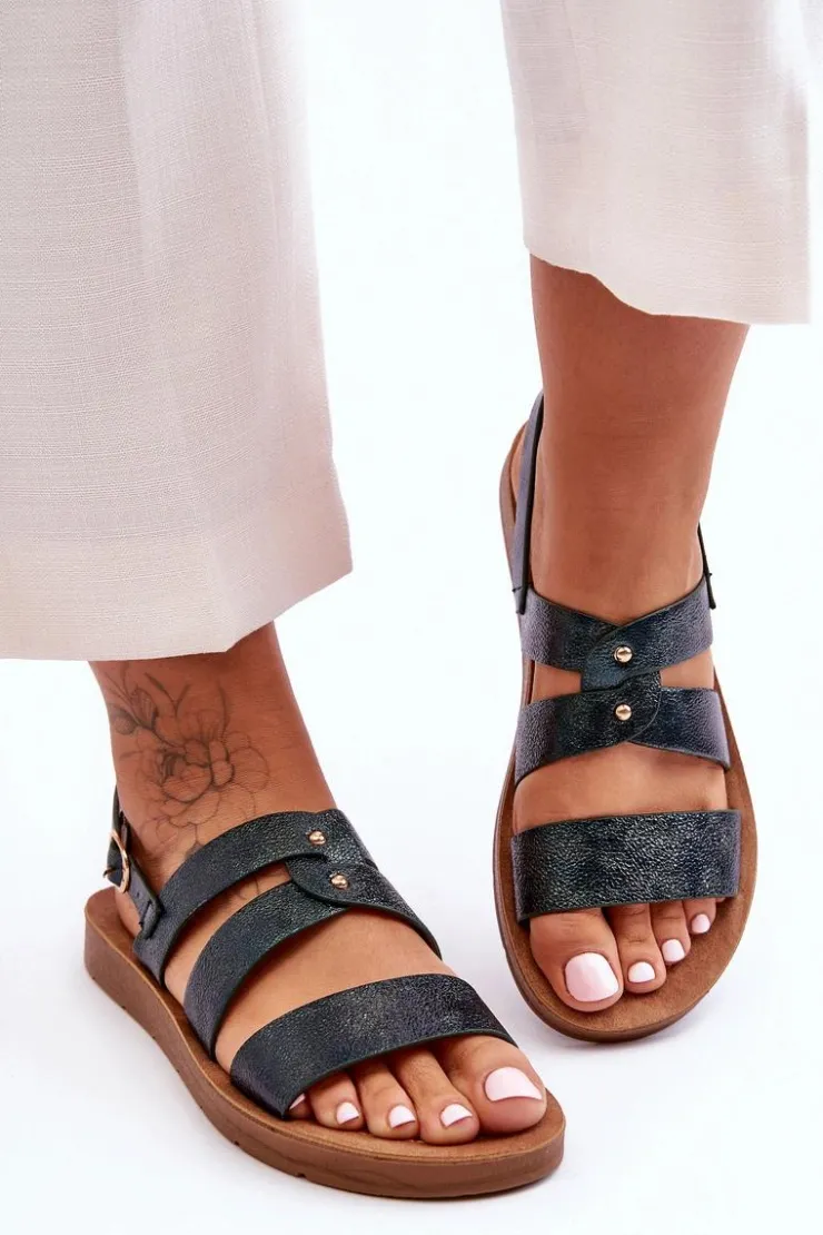 Damskie Boto Błyszczące Sandały Damskie Ciemnozielone Catalia