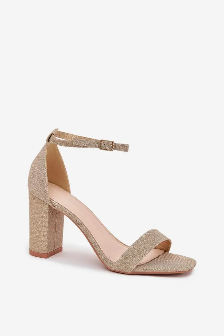 Damskie Boto Błyszczące Sandały Damskie Na Słupku Złote Kavina