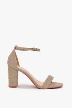 Damskie Boto Błyszczące Sandały Damskie Na Słupku Złote Kavina