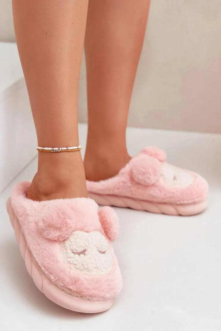 Hot Boto Ciepłe Futrzane Kapcie Damskie Różowe Jozelinetta Różowy