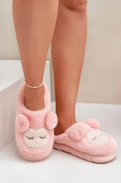 Hot Boto Ciepłe Futrzane Kapcie Damskie Różowe Jozelinetta Różowy