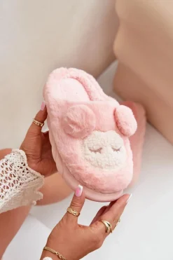Hot Boto Ciepłe Futrzane Kapcie Damskie Różowe Jozelinetta Różowy