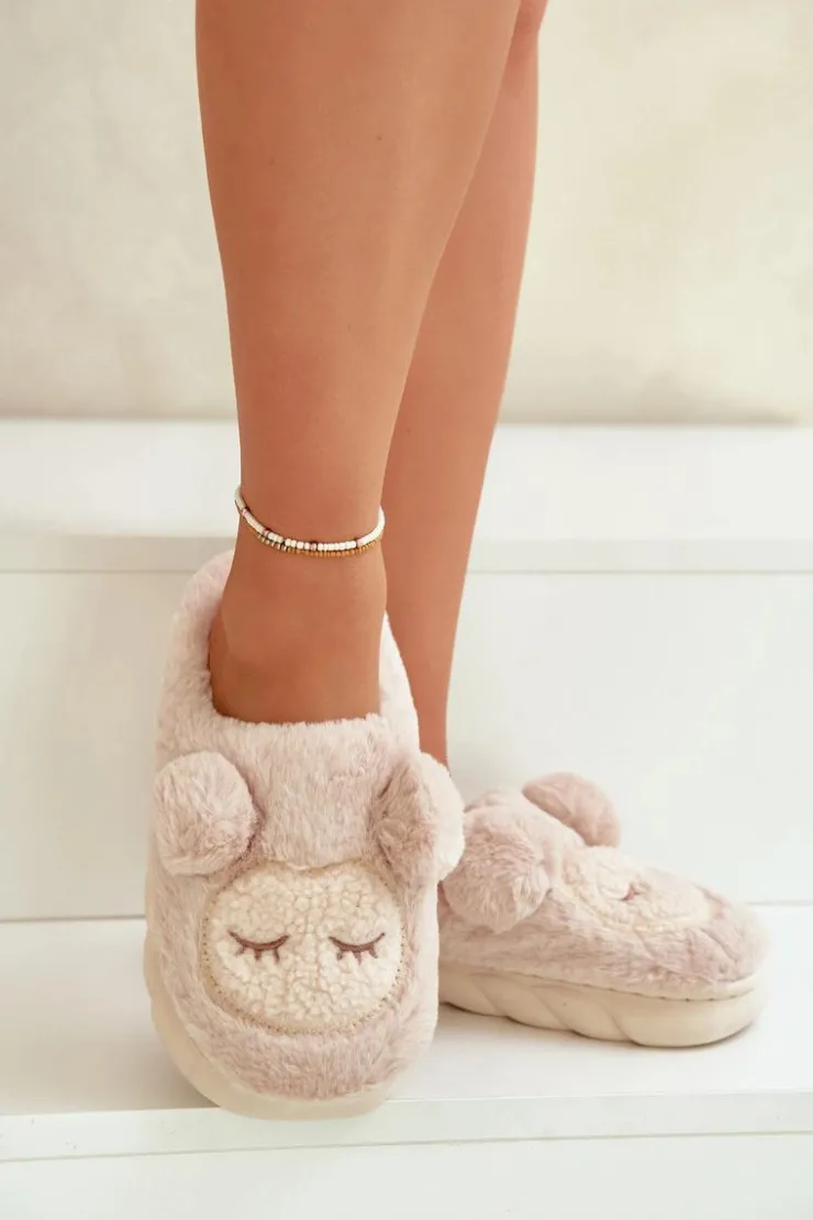 Discount Boto Ciepłe Futrzane Kapcie Damskie Beżowe Jozelinetta Beżowy