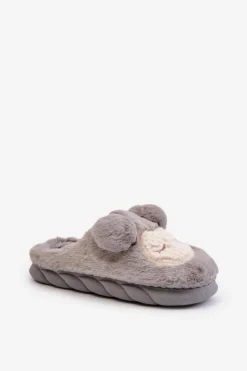 Damskie Boto Ciepłe Futrzane Kapcie Damskie Szare Jozelinetta