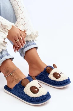 New Boto Ciepłe Kapcie Damskie Granatowe Priseth