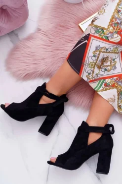 Buty damskie Vinceza Sandały Na Obcasie|Botki Sznurowane*Czarne Botki Sandały Na Słupku Odkryte Palce Grays