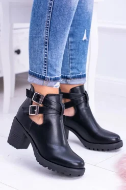Damskie Boto Czarne Botki z Wycięciami Brooklyn