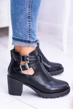 Damskie Boto Czarne Botki z Wycięciami Brooklyn