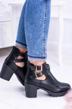Damskie Boto Czarne Botki z Wycięciami Brooklyn