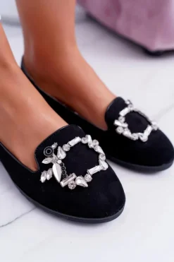 New Boto Czarne Damskie Balerinki Baleriny Cyrkonie Nergo