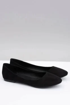 Boto Baleriny Klasyczne*Czarne Damskie Balerinki Zamsz Buenos