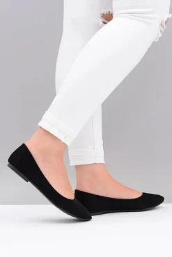 Boto Baleriny Klasyczne*Czarne Damskie Balerinki Zamsz Buenos