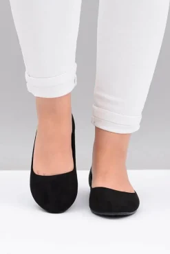 Boto Baleriny Klasyczne*Czarne Damskie Balerinki Zamsz Buenos