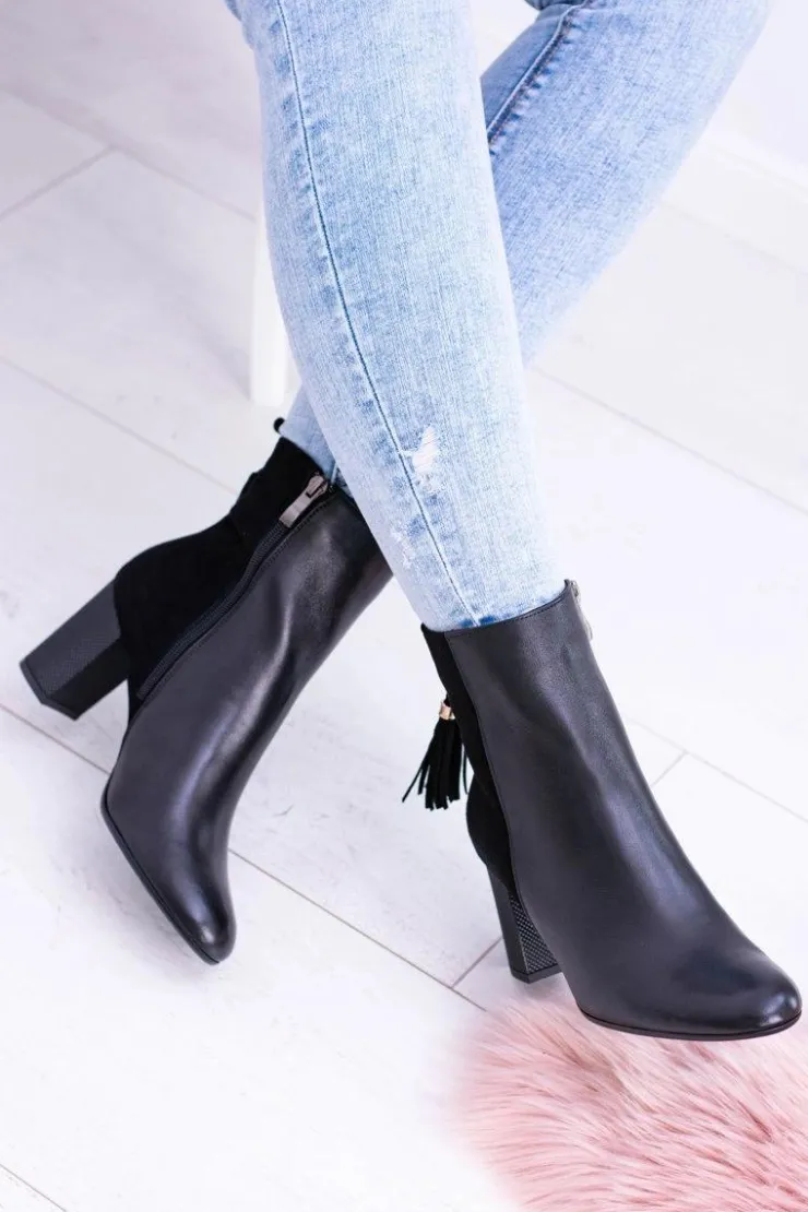 Laura Messi Botki Na Słupku|Botki Na Obcasie*Czarne Damskie Botki Na Słupku 1821