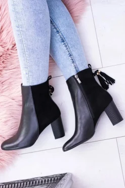 Laura Messi Botki Na Słupku|Botki Na Obcasie*Czarne Damskie Botki Na Słupku 1821